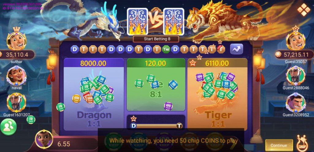 Dragon Vs Tiger Games In Teen Patti Club