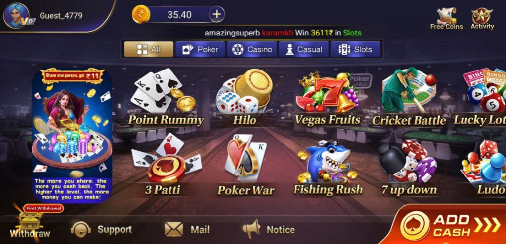 Available Games In IZ Casino App