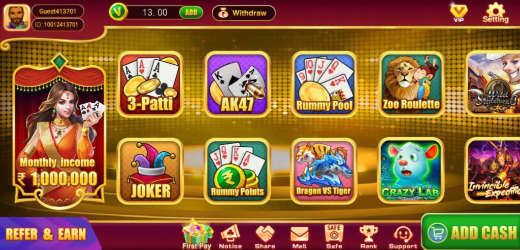 Available Game in Teen Patti Slots