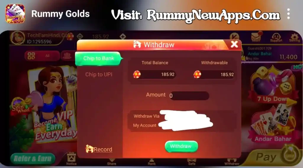 How To Withdraw In Rummy Golds